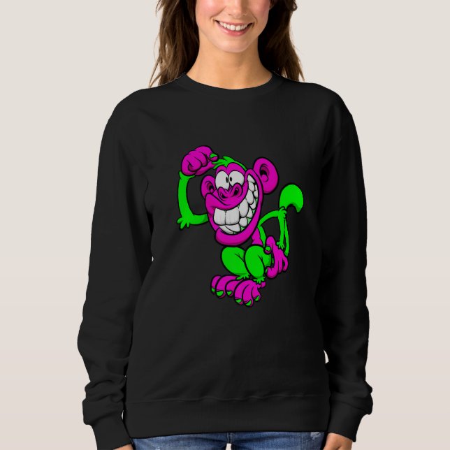 Sudadera Pink Green Crazy Monkey (Anverso)