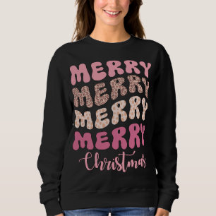 Sudadera Pink Groovy Leopard Merry Merry Feliz Navidad