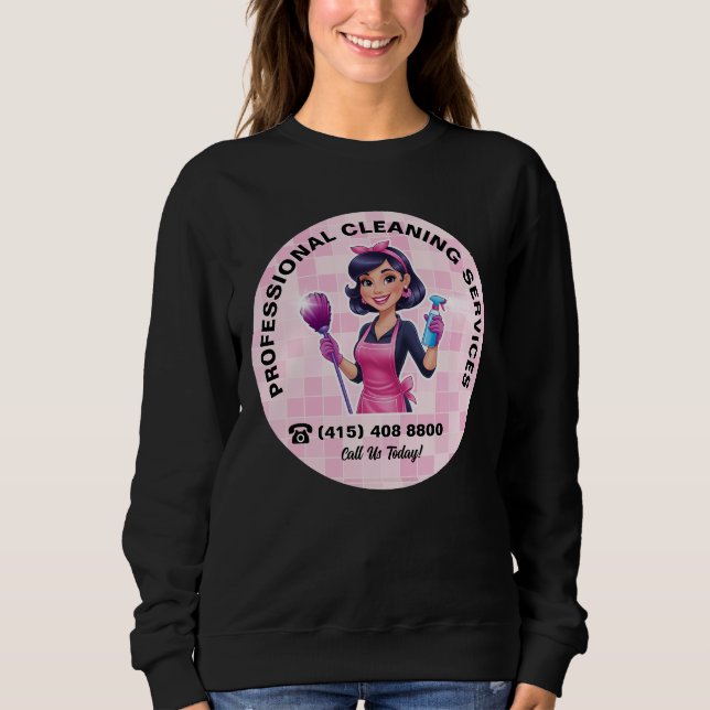 Sudadera Pink Maid Janitorial Cleaning Service Uniform (Anverso)