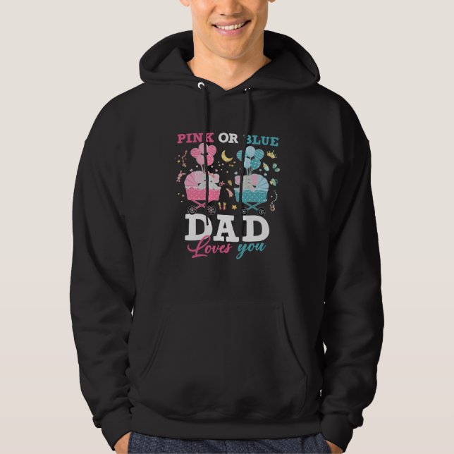Sudadera Pink Or Blue Dad Loves You Elephant Baby Gender Re (Anverso)