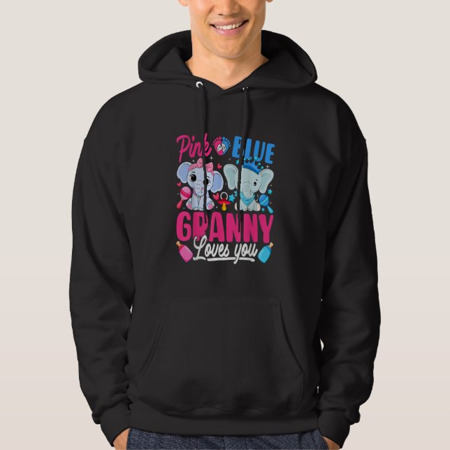 Sudadera Pink Or Blue Granny Loves You Gender Reveal Elepha (Anverso)
