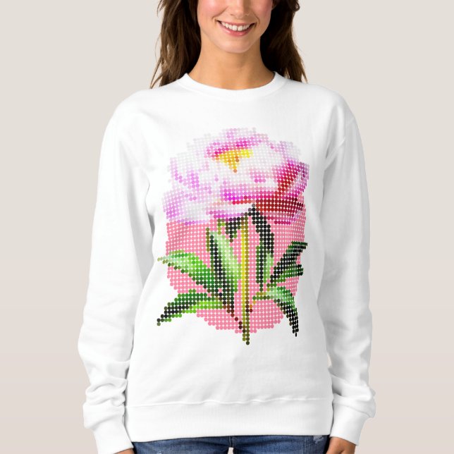 Sudadera Pink Peony Dot Mosaic Flower (Anverso)