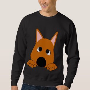 Sudadera Pinscher Miniatura Rojo Ciervo Asomándose Dibujo A