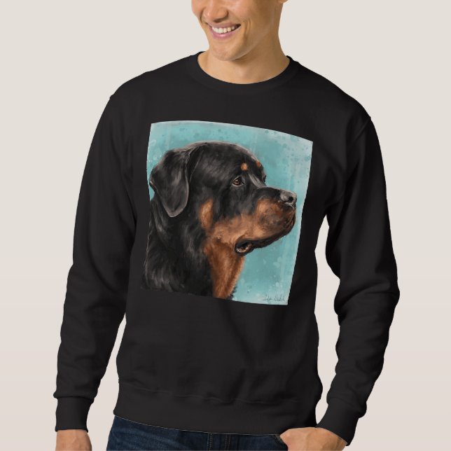 Sudadera Pintado De Un Rottweiler Adorable Desde La Parte L (Anverso)