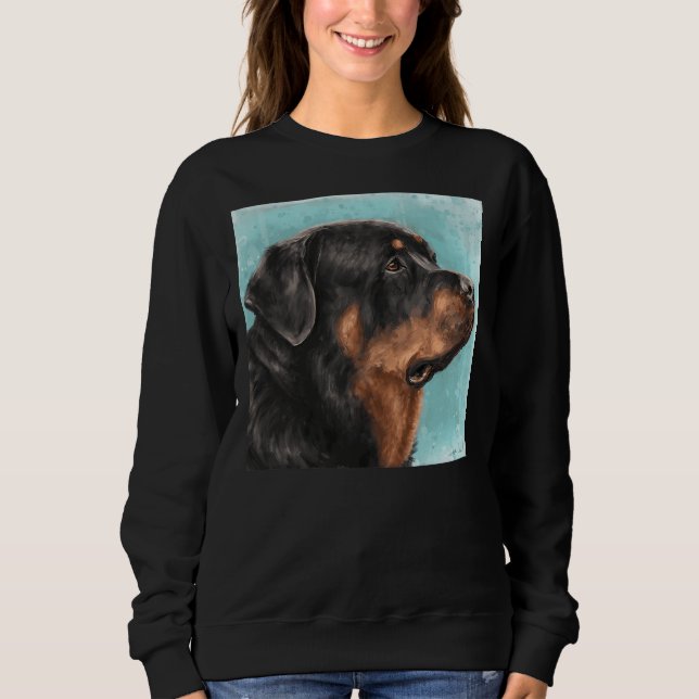 Sudadera Pintado De Un Rottweiler Adorable Desde La Parte L (Anverso)