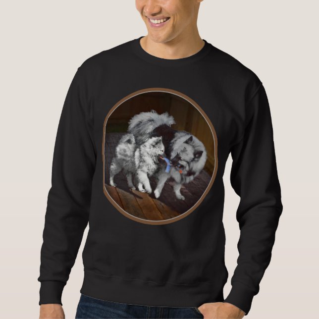 Sudadera Pintado Keeshond Playtime - Arte Perro Original. (Anverso)