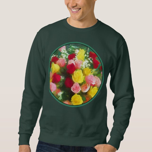 Sudadera Pintado Rose Bouquet - Arte de Flor Original. (Anverso)