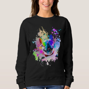 Sudadera Pintar Bulldog francés acuarela con lentes de cora