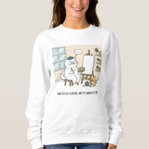 Sudadera Pintor de gato blanco divertido Arte de estudio in