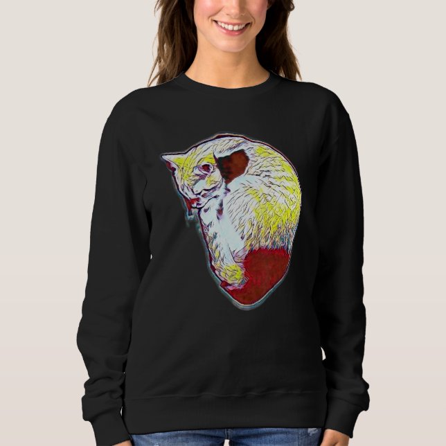 Sudadera Pintura abstracta digital de un gato 29 (Anverso)