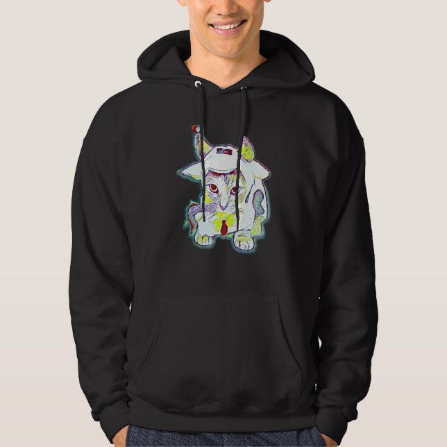 Sudadera Pintura abstracta digital de un gato 35 (Anverso)