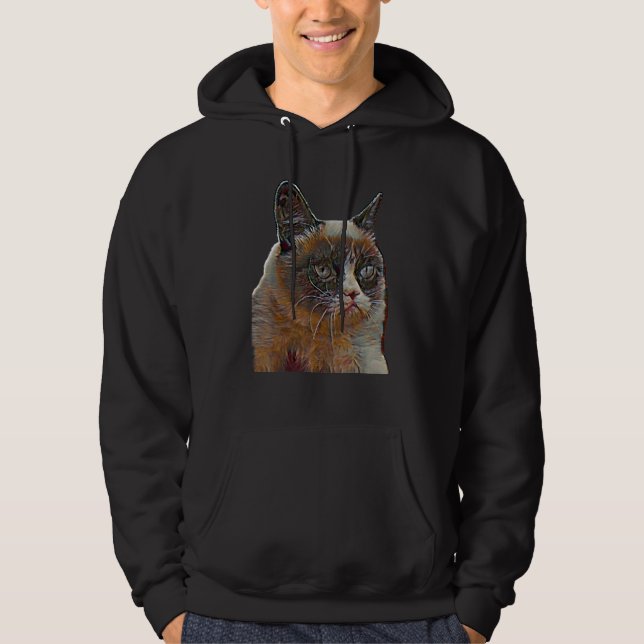 Sudadera Pintura abstracta digital de un gato 57 (Anverso)