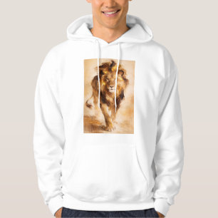 Sudadera Pintura abstracta majestuosa del león dorado Arte