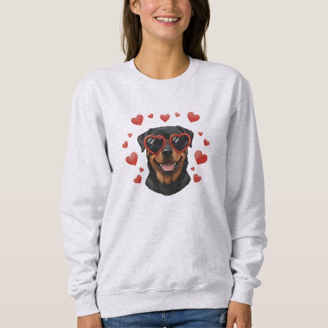 Sudadera Pintura al óleo de San Valentín de Rottweiler Retr (Anverso)