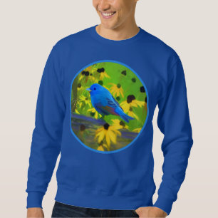 Sudadera Pintura de amarre índigo - Arte original de aves