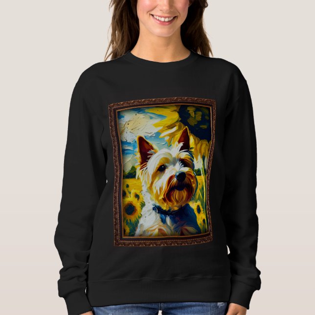Sudadera Pintura de Biewer Terrier Girasol Flor Mamá Mujere (Anverso)