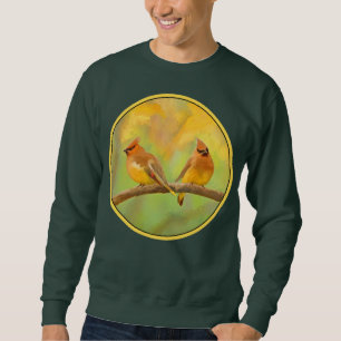 Sudadera Pintura de cedro Waxwing - Arte de perro original 