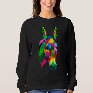 Sudadera Pintura de color de agua de burro colorido animal 