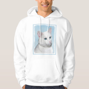 Sudadera Pintura de gato blanco - Arte de gato original lin