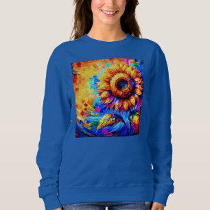 Sudadera Pintura de Girasol Colores Vívidos Poder del Giras