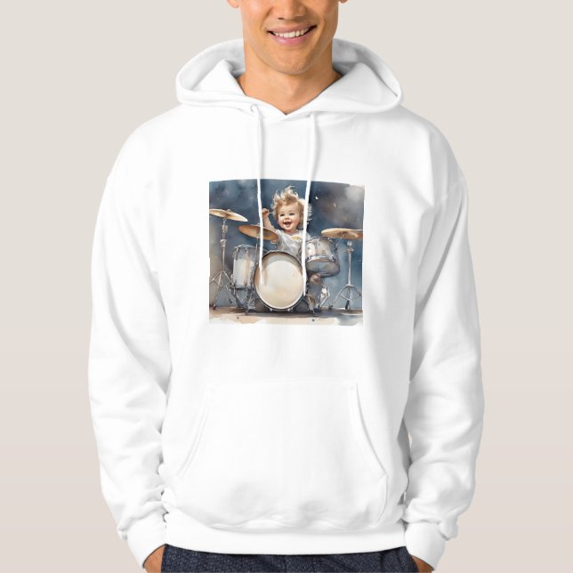 Sudadera Pintura de Ilustracion acuarela de niño tambor (Anverso)