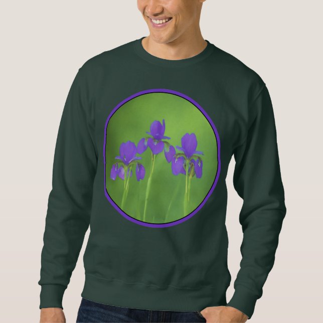 Sudadera Pintura de iris morado - Arte de flores original (Anverso)