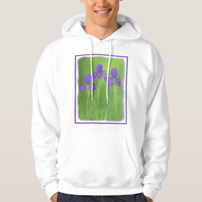 Sudadera Pintura de iris morado - Arte de flores original (Anverso)