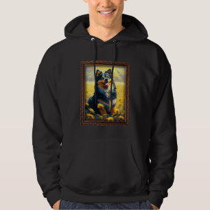 Sudadera Pintura de Lapphund finlandés Flor de Girasol Mamá