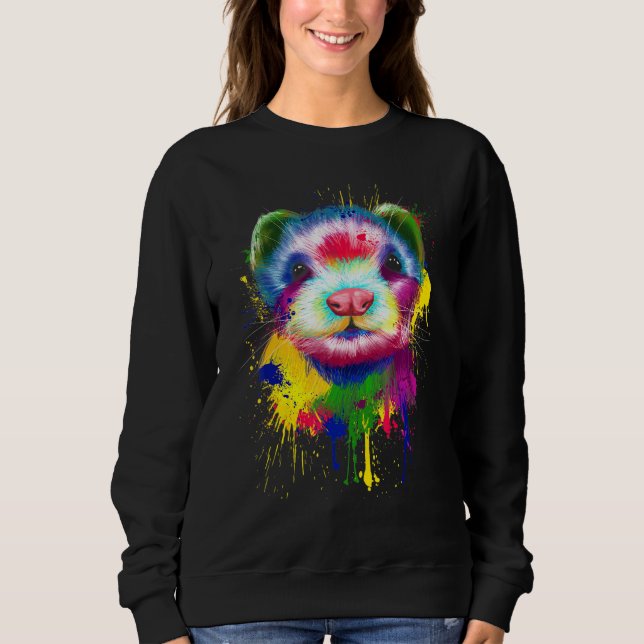 Sudadera Pintura de mano de obra de arte de Ferret Mascota  (Anverso)