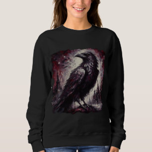 Sudadera Pintura de pájaro de gallo gótico Raven Crow de ar