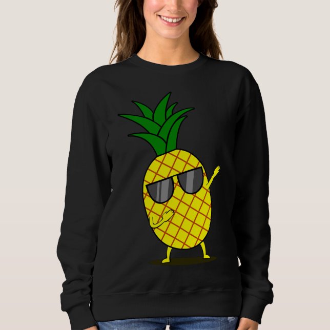 Sudadera Pintura de piña amarilla - Fruta de baile divertid (Anverso)