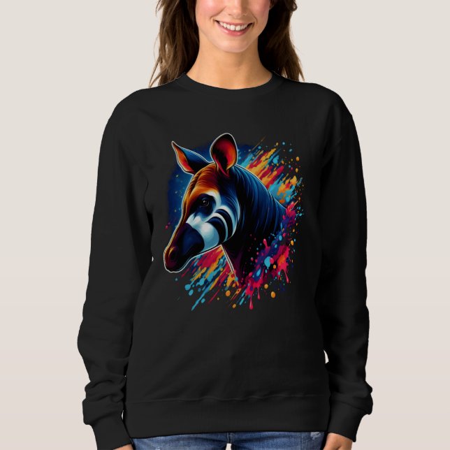 Sudadera Pintura de pintura de Okapi colorida (Anverso)