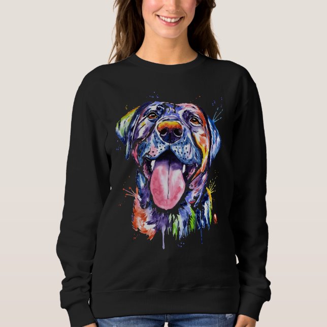 Sudadera Pintura de retrato de Mascota de acuarela de Black (Anverso)