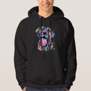 Sudadera Pintura de retrato de Mascota de acuarela de Black