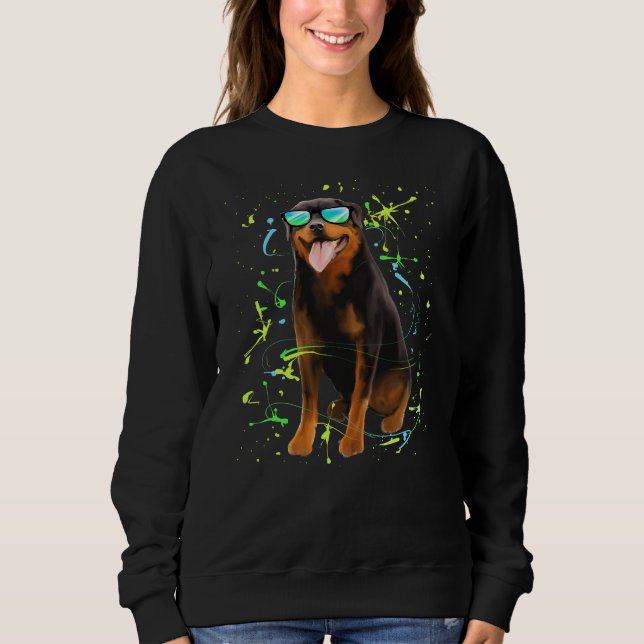 Sudadera Pintura de Rottweiler con gafas de sol (Anverso)