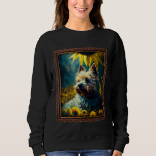Sudadera Pintura de Terrier de Cairn Girasol Flor Mamá Muje