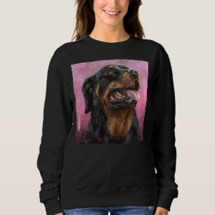 Sudadera Pintura De Un Hermoso Rottweiler Con Su Lengua
