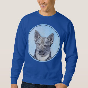Sudadera Pintura de Vallhund Sueca - Arte Perro Original Cu