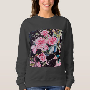 Sudadera Pintura floral de flores de acuarela de rosa rosa