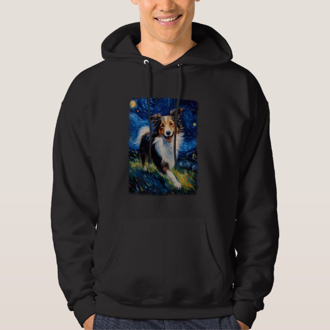 Sudadera Pintura nocturna Collie Dog Starry (Anverso)