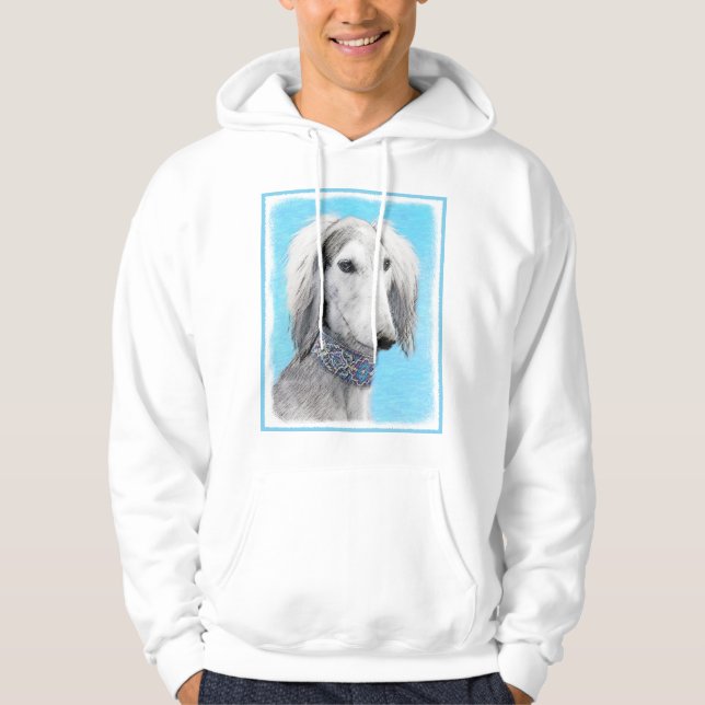 Sudadera Pintura Saluki (plateada) - Arte Perro Original. (Anverso)