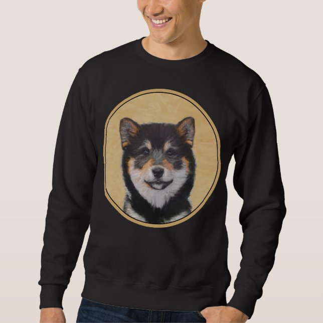 Sudadera Pintura Shiba Inu (Negro y Tan) - Arte de perro (Anverso)