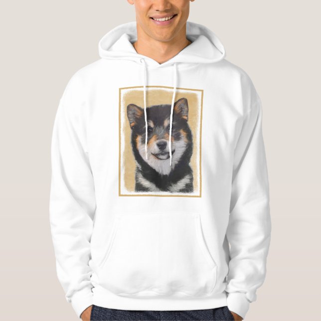 Sudadera Pintura Shiba Inu (Negro y Tan) - Arte de perro (Anverso)