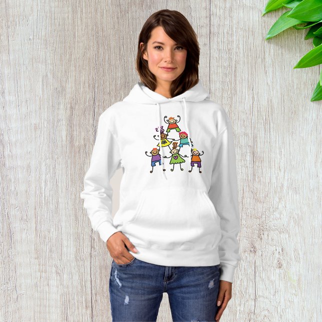 Sudadera Pirámide de amistad de niños coloridos (Subido por el creador)