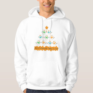 Sudadera Pirámide de árboles de Navidad hecha de muñecos de