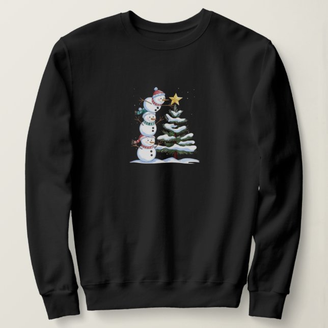 Sudadera "Pirámide de nieve decorando el árbol de Navidad" (Anverso del diseño)