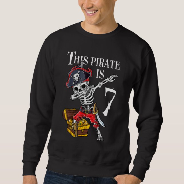 Sudadera Pirata de 7 años Cumpleaños Dabbing Pirates Tesoro (Anverso)