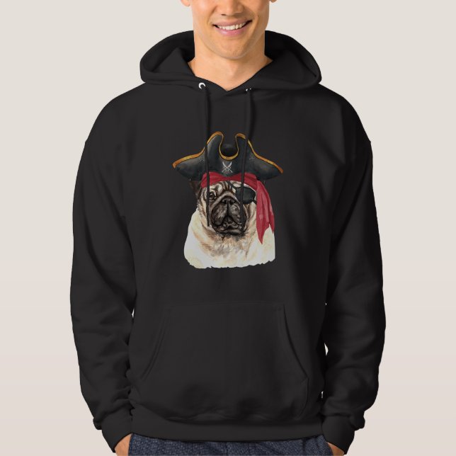 Sudadera Pirata de perro de pug camiseta clásica 2010 (Anverso)