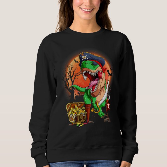 Sudadera Pirata Dinosaurio Rex Jackolantern de Halloween Es (Anverso)