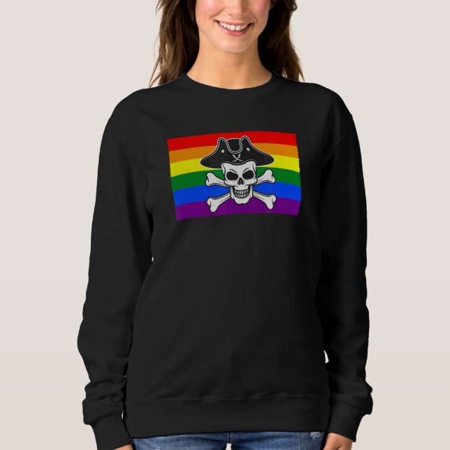 Sudadera Piratas cráneo Bandera del Orgullo Gay Náutico Ca  (Anverso)